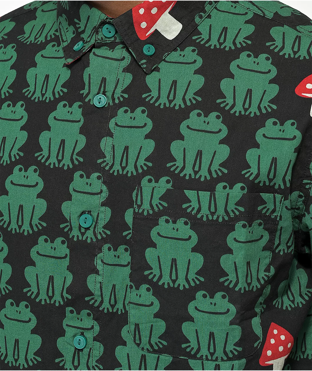 A-Lab Leap Frog Black Short Sleeve Button Up Shirt - Image 3