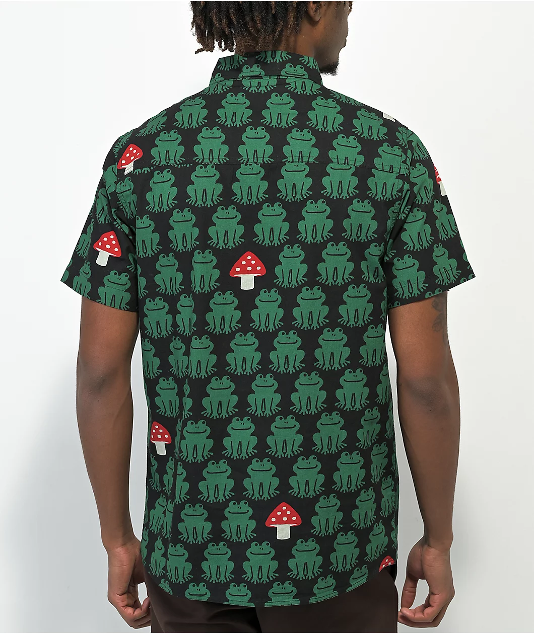 A-Lab Leap Frog Black Short Sleeve Button Up Shirt - Image 2