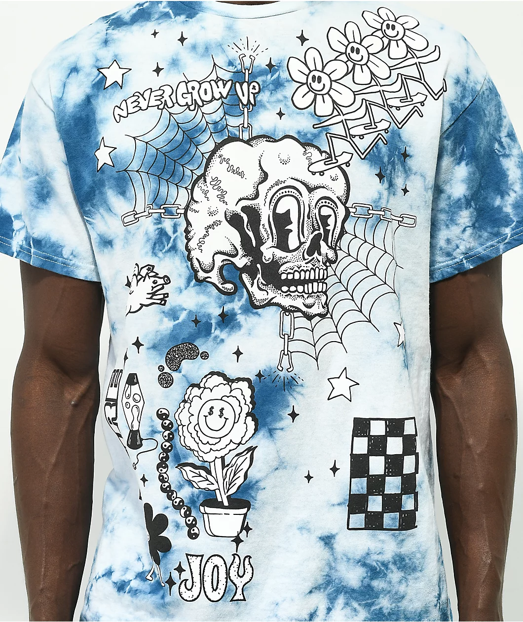 A-Lab Never Grow Up Blue & White Tie Dye T-Shirt - Image 3