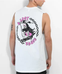 A Lost Cause R.I.P. It Up White Sleeveless T-Shirt