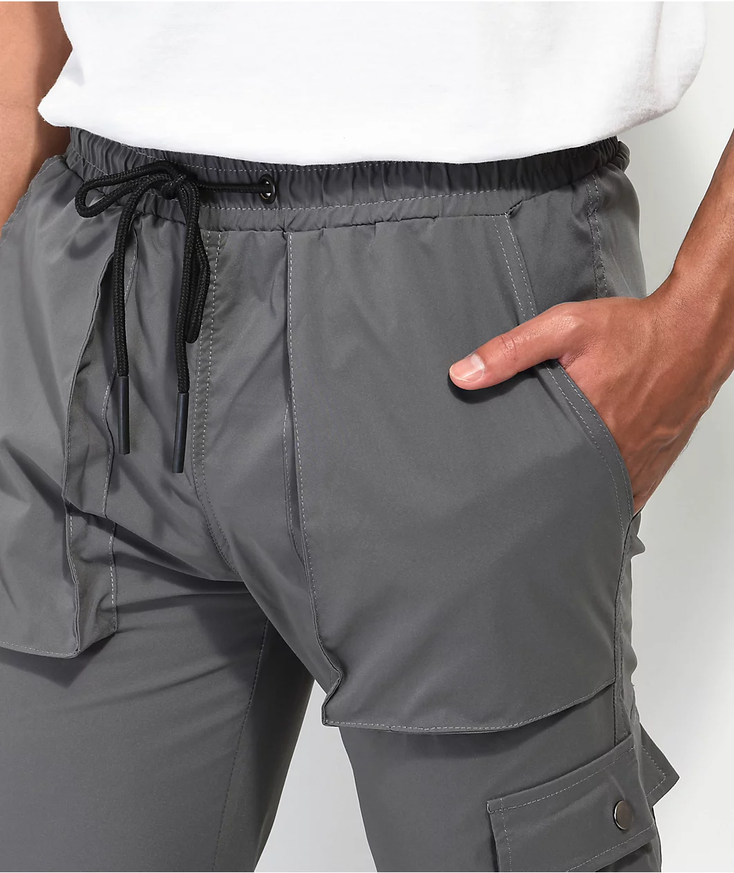 American Stitch Stretch Slim Grey Cargo Pants - Image 4