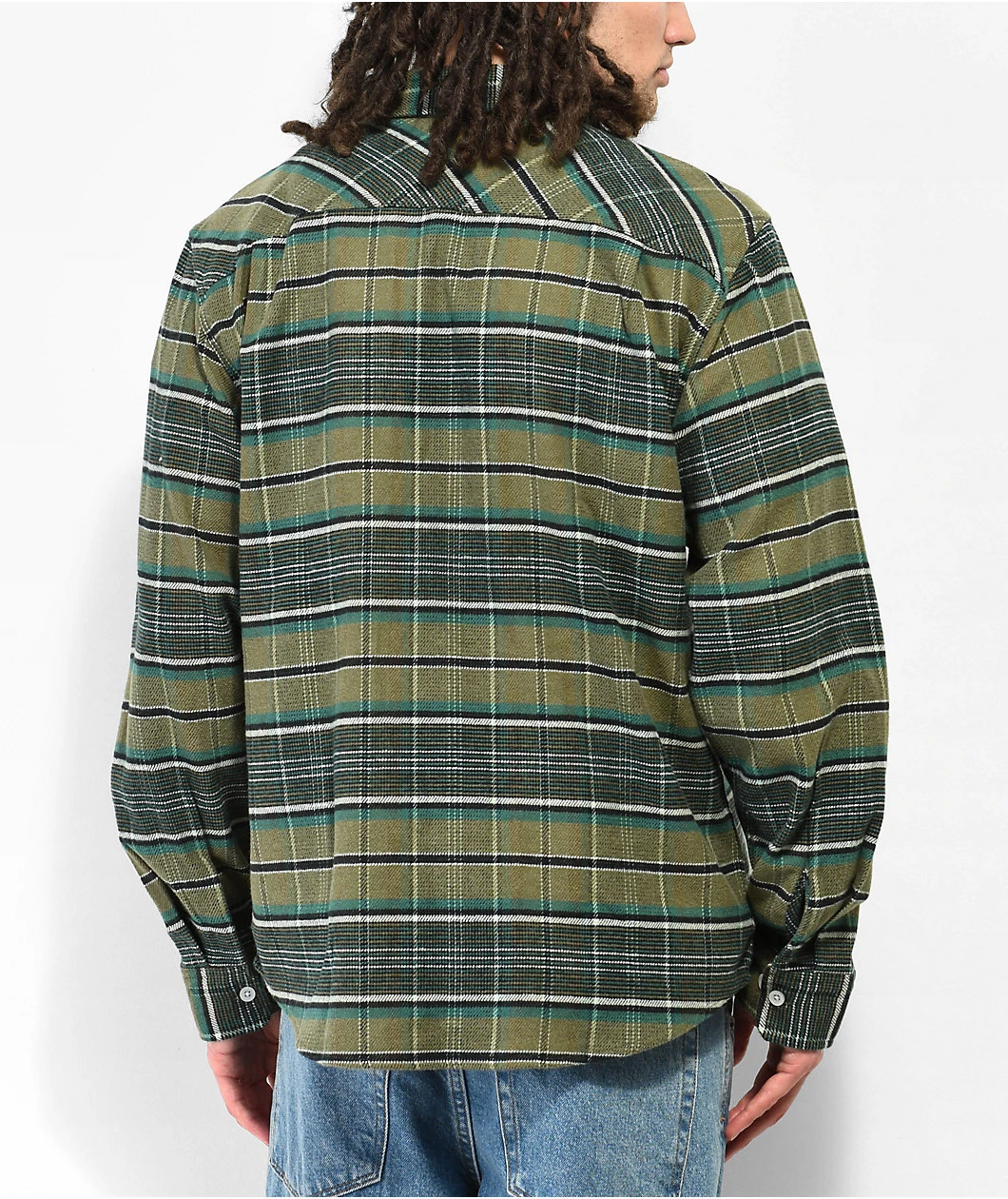 Brixton Bowery Green Flannel Shirt - Image 2
