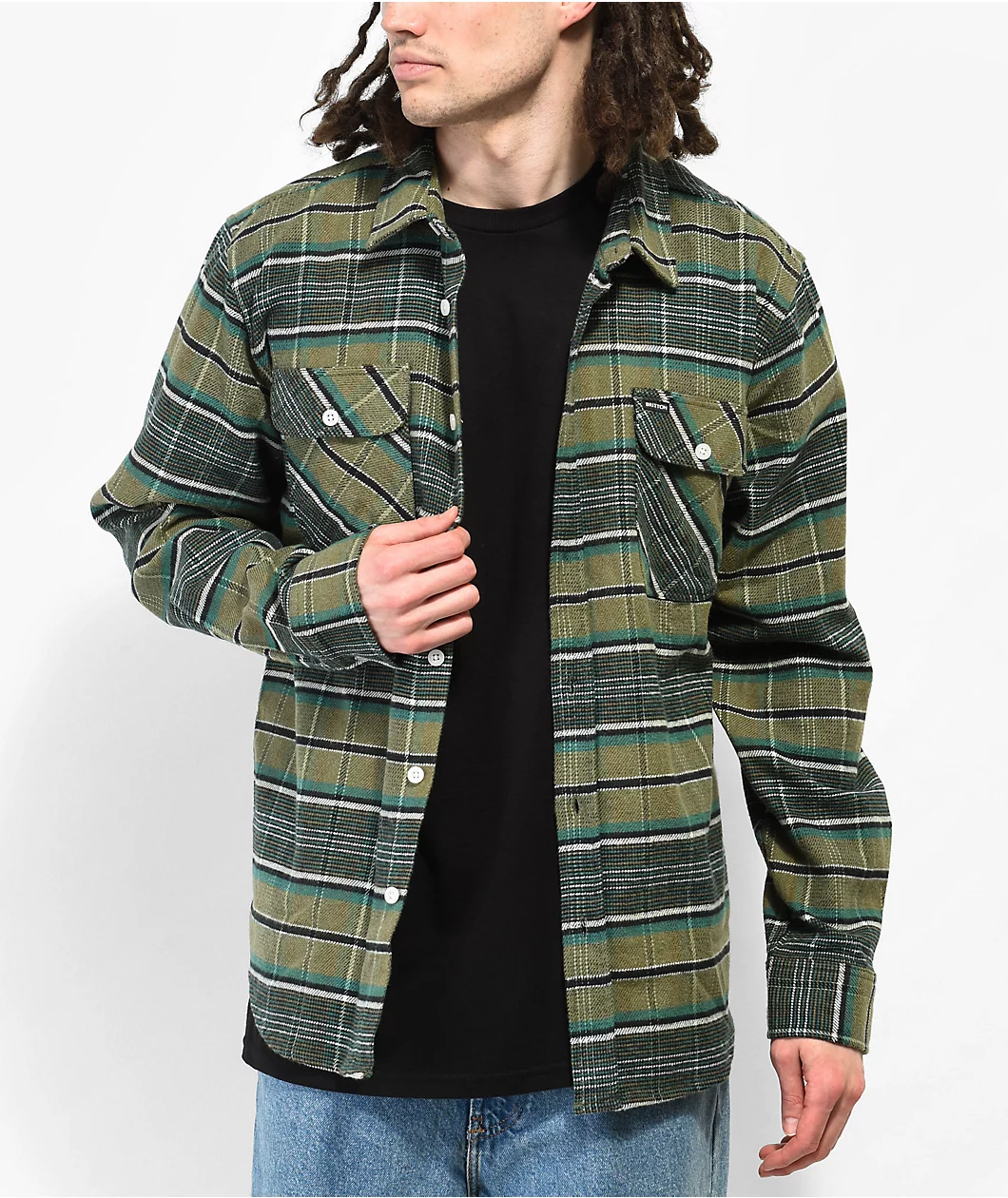 Brixton Bowery Green Flannel Shirt