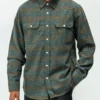 Brixton Bowery Ocean Green Plaid Flannel Shirt