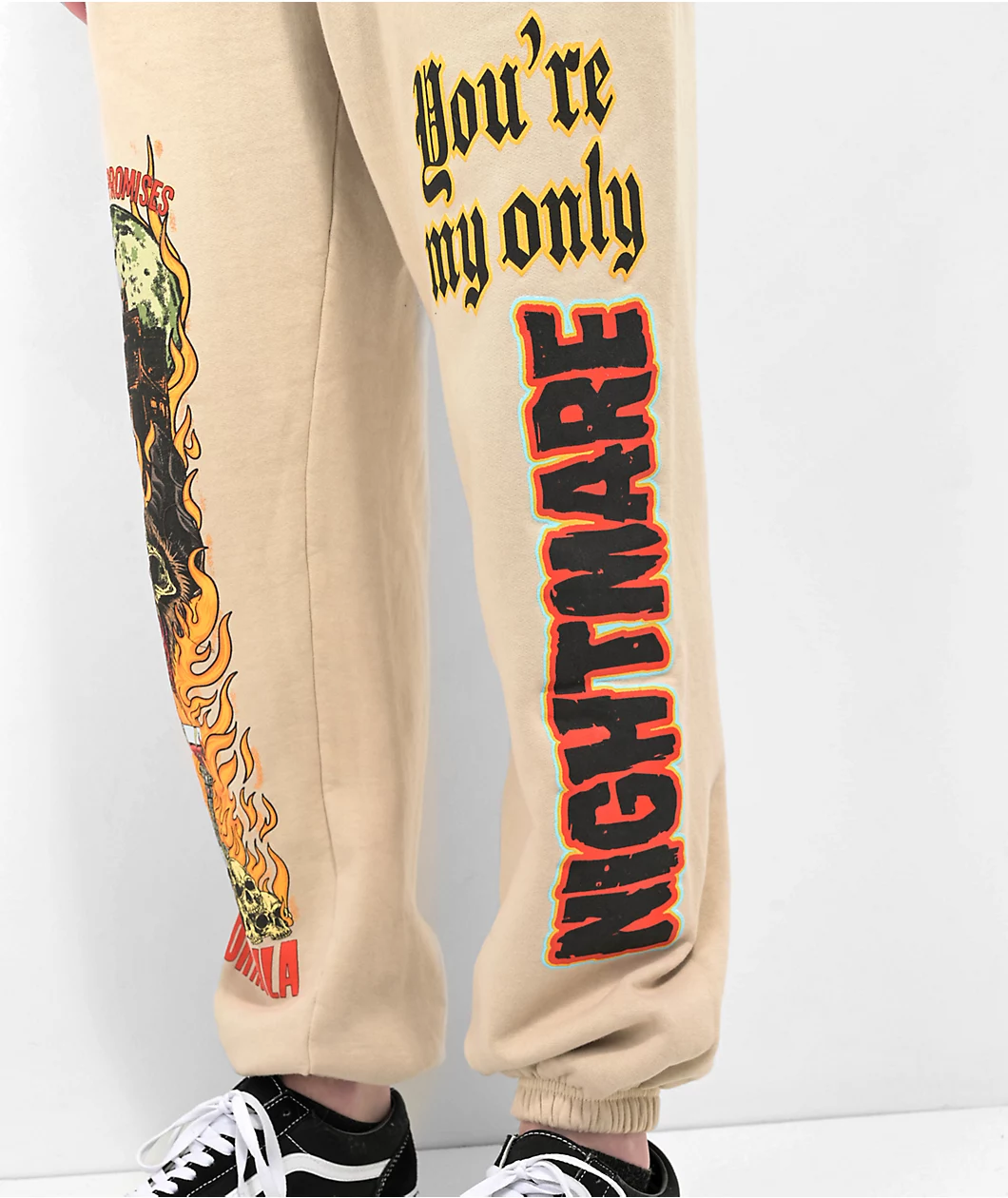 Broken Promises X Dracula Nightmare Of Horror Tan Sweatpants - Image 4