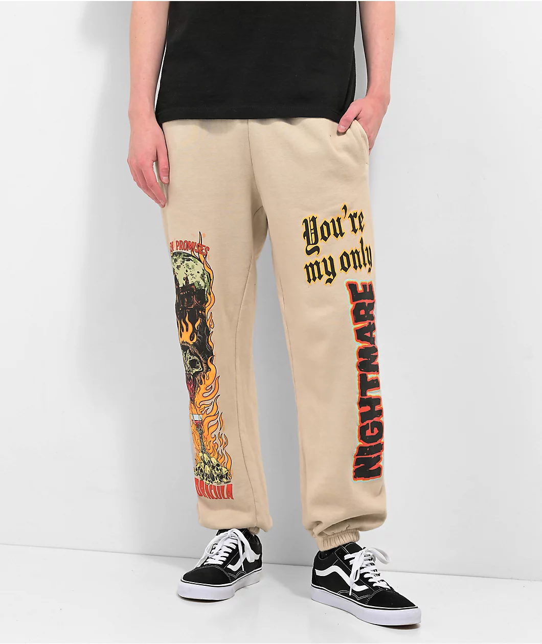 Broken Promises X Dracula Nightmare Of Horror Tan Sweatpants