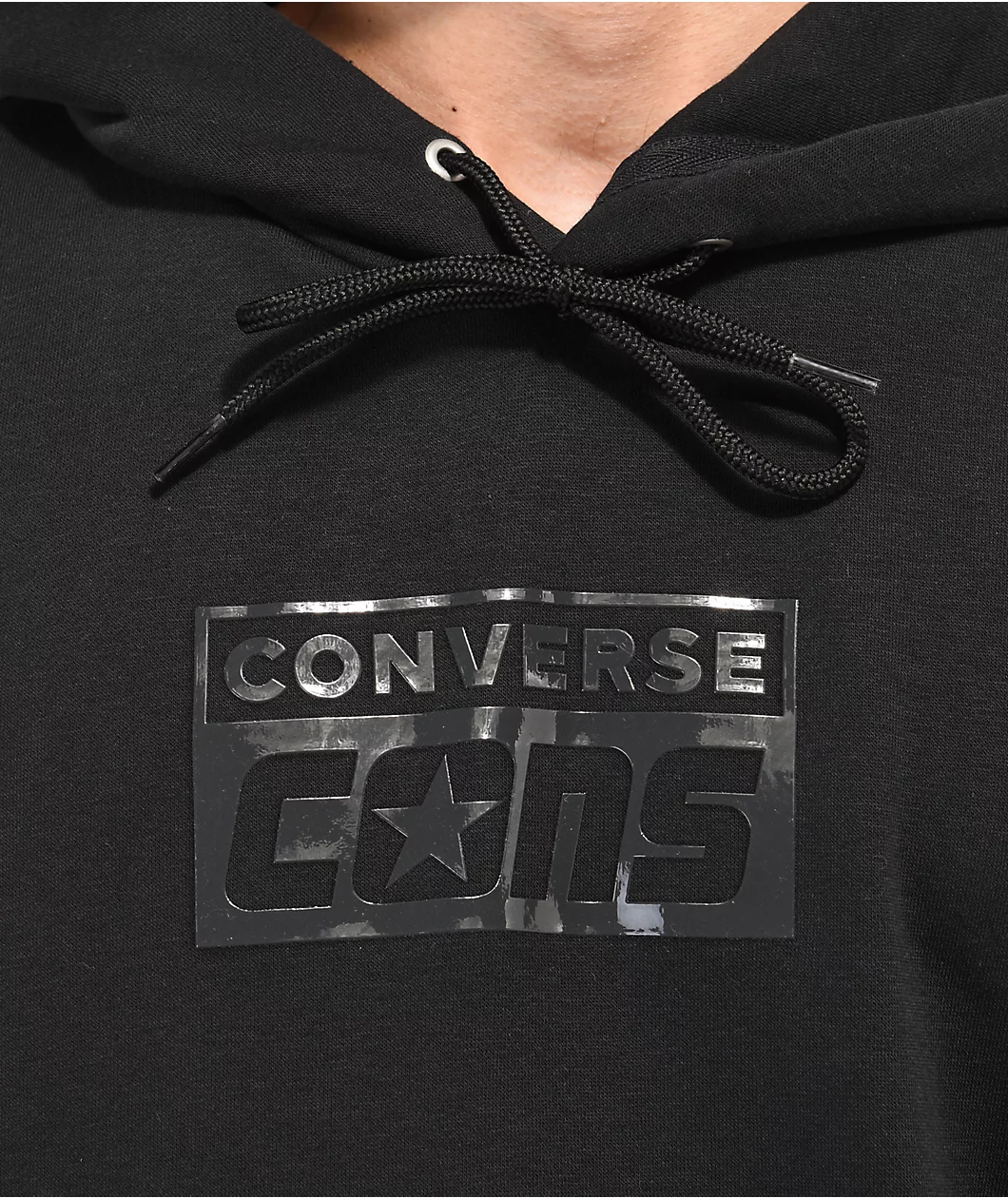Converse Brushed Fleece Black Hoodie - Image 3