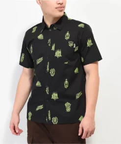 Creature Voodoo Isle Black Short Sleeve Button Up Shirt