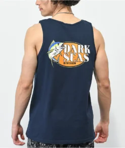 Dark Seas Long Range Navy Tank Top