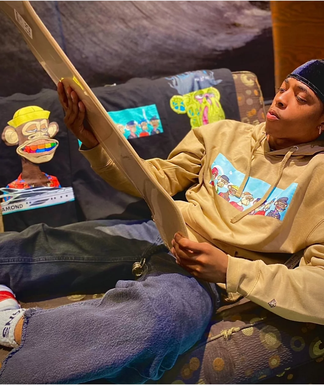 Diamond Supply Co. X Ape All Gang Tan Hoodie - Image 3