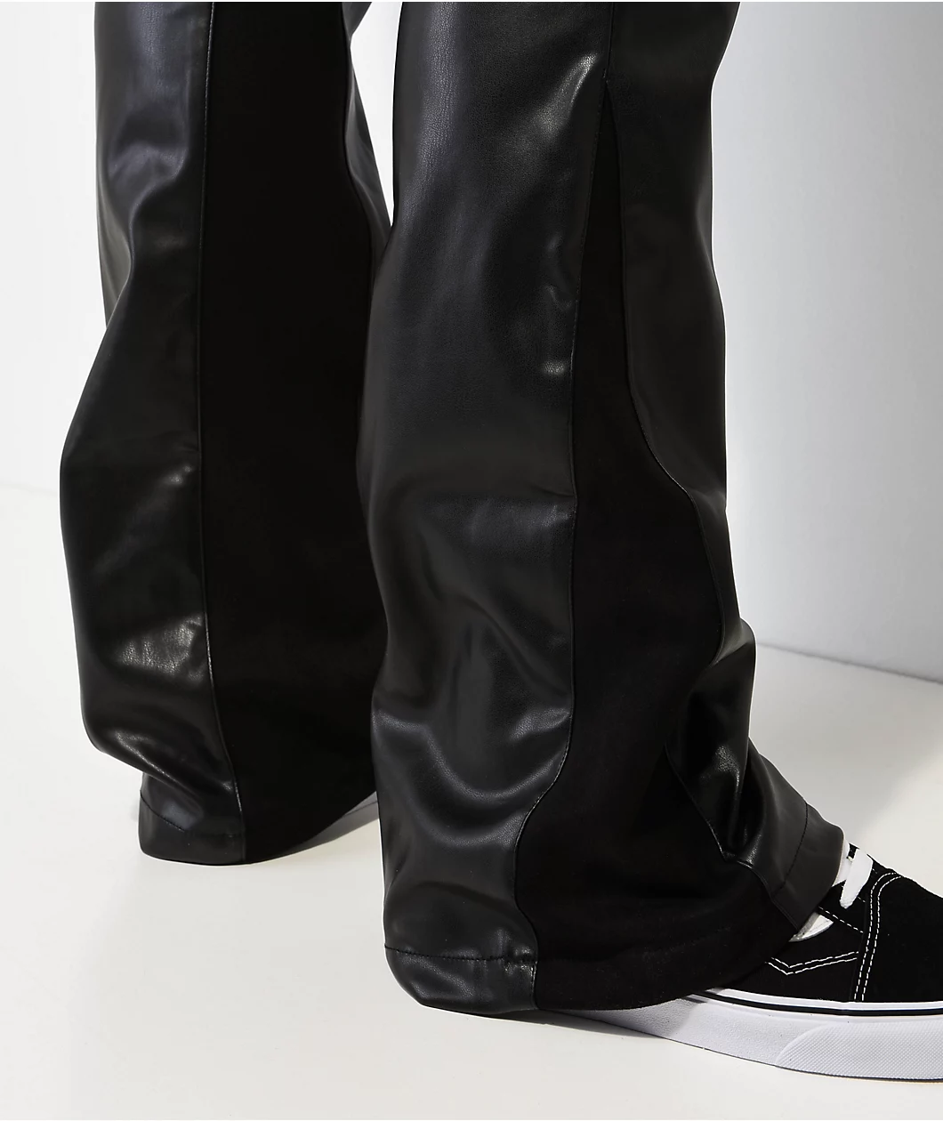EPTM Jalen Black Vegan Leather Flare Pants - Image 6