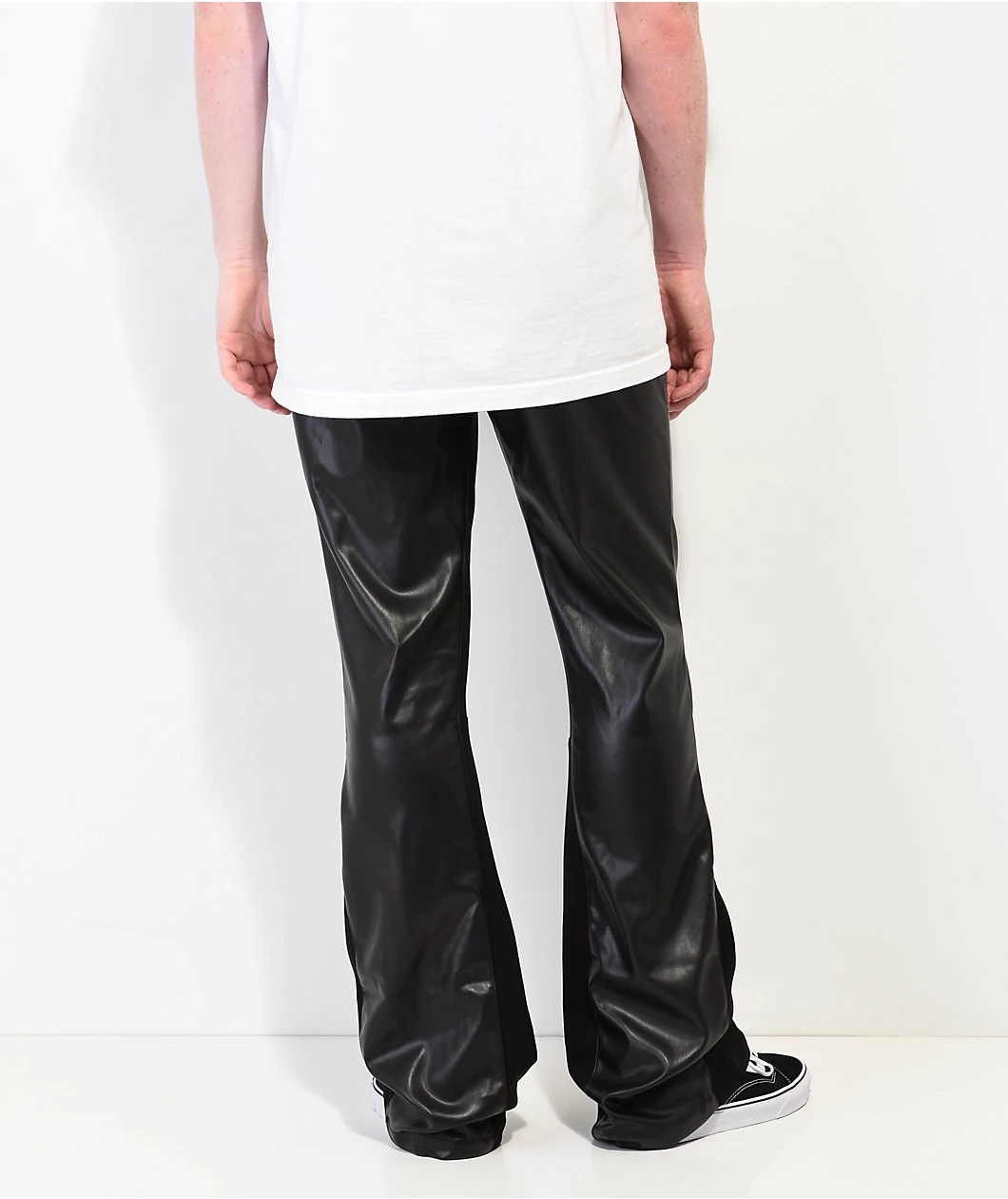 EPTM Jalen Black Vegan Leather Flare Pants - Image 2