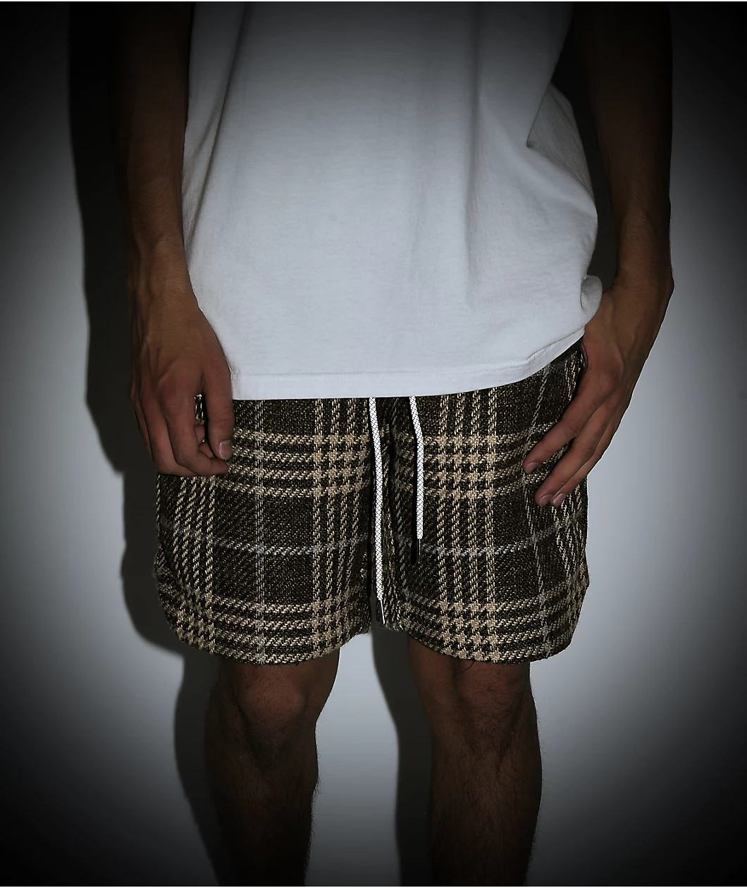 EPTM Tweed Brown Trucker Shorts - Image 3