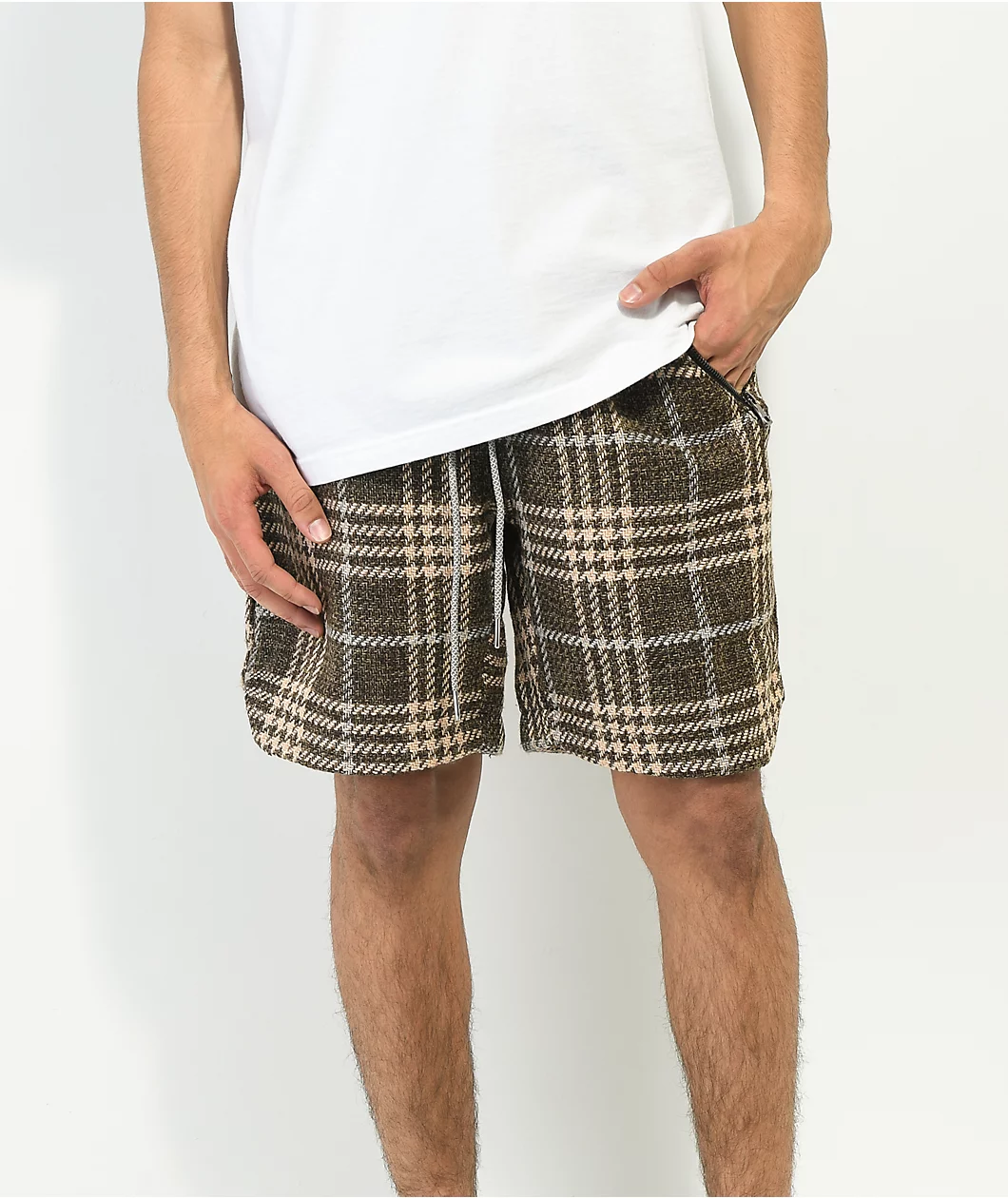 EPTM Tweed Brown Trucker Shorts - Image 2