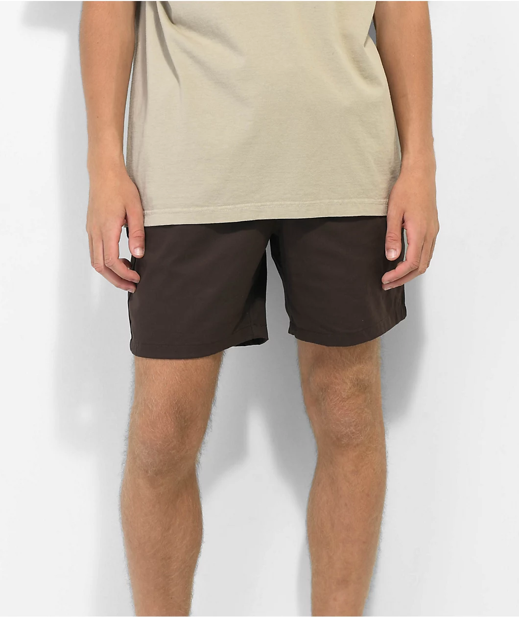 Empyre Dixon Brown Elastic Waist Shorts - Image 2