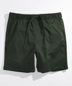 Empyre Dixon Dark Green Elastic Waist Shorts