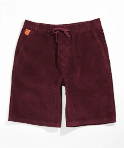 Empyre Elastic Waist Burgundy Corduroy Skate Shorts