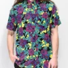 Empyre Floral Black, Yellow & Teal Woven Short Sleeve Button Up Shirt