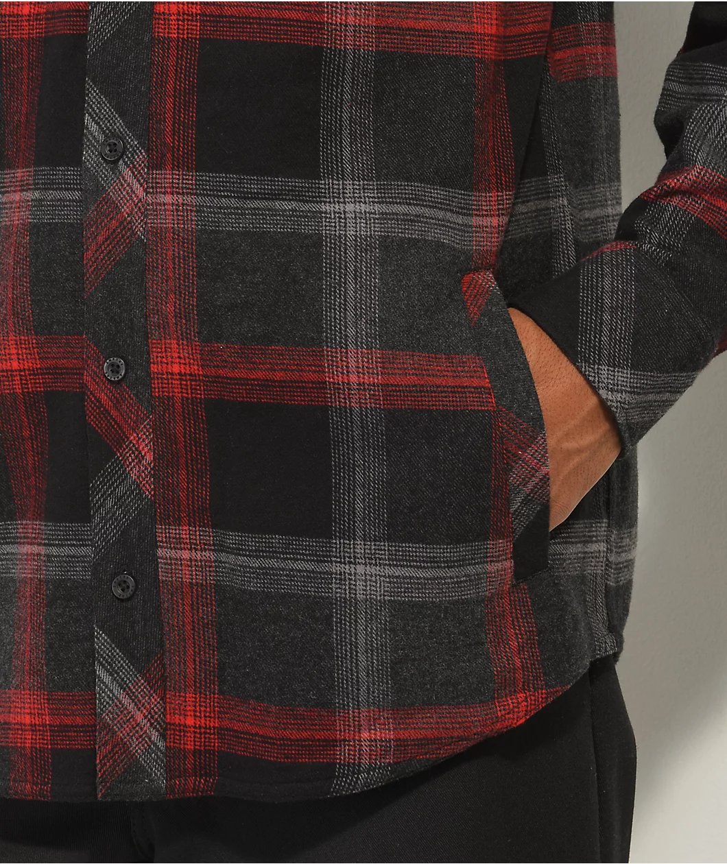 Empyre Hit Back Black, Red & Grey Hooded Flannel - Image 4