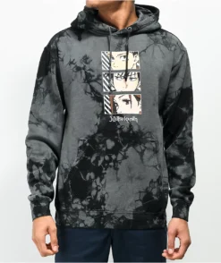 Episode X Jujutsu Kaisen Stacked Black Tie Dye Hoodie
