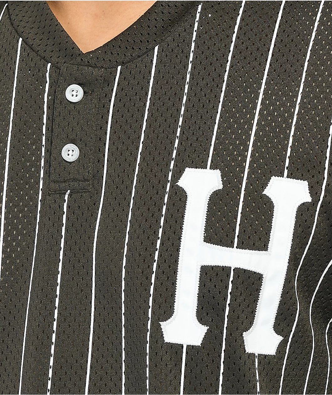 HUF Bronx Brown & White Henley Mesh Baseball Jersey - Image 3