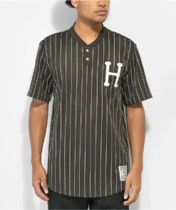 HUF Bronx Brown & White Henley Mesh Baseball Jersey