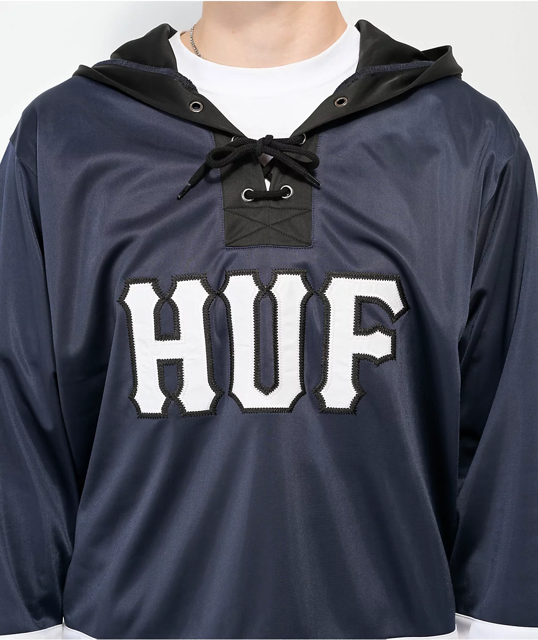 HUF Navy Hooded Hockey Jersey - Image 4