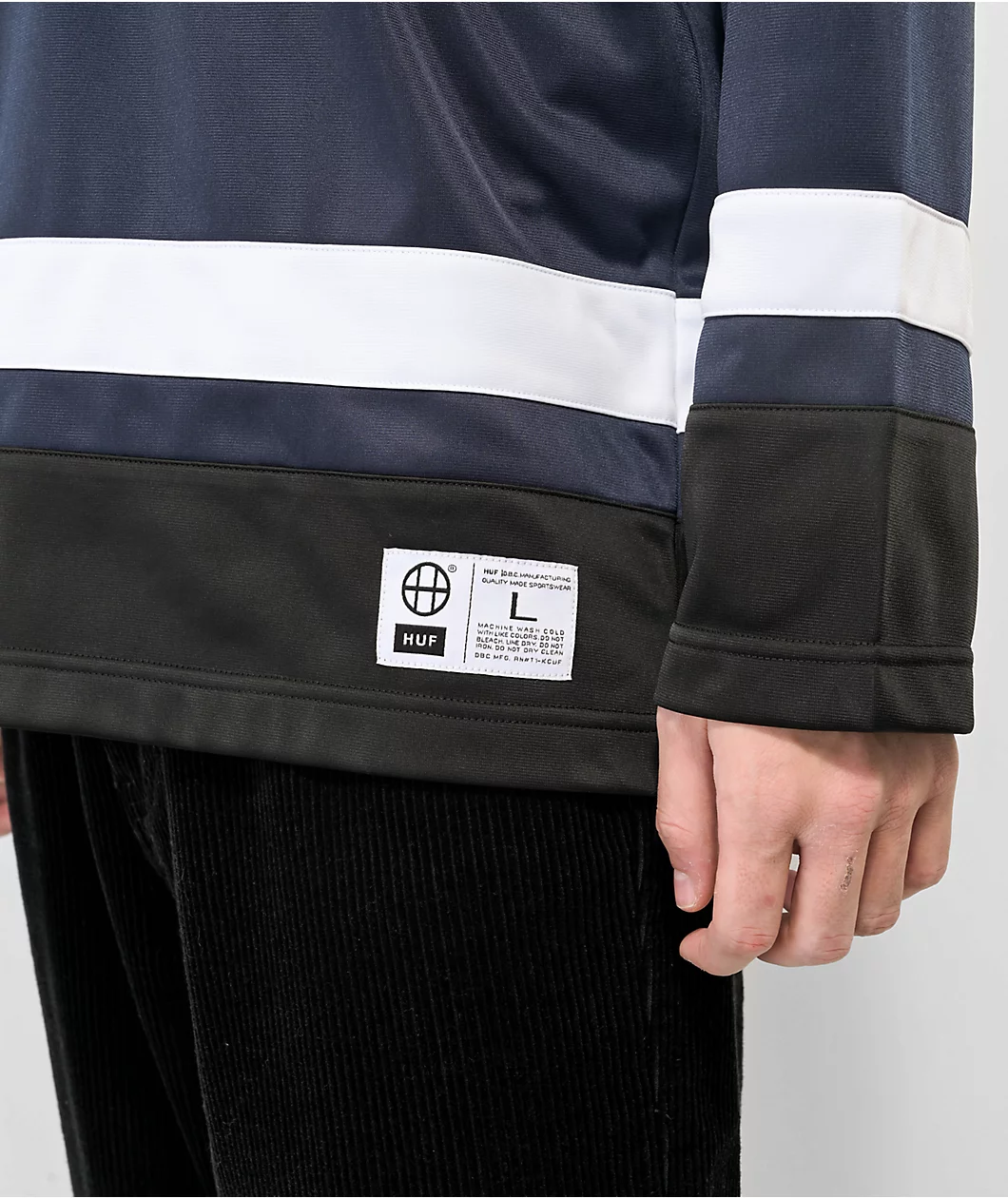 HUF Navy Hooded Hockey Jersey - Image 5