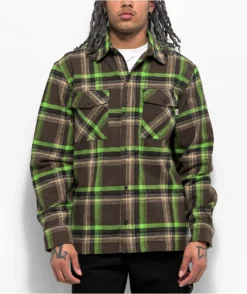 HUF Sorrento Brown & Green Plaid Flannel Shirt