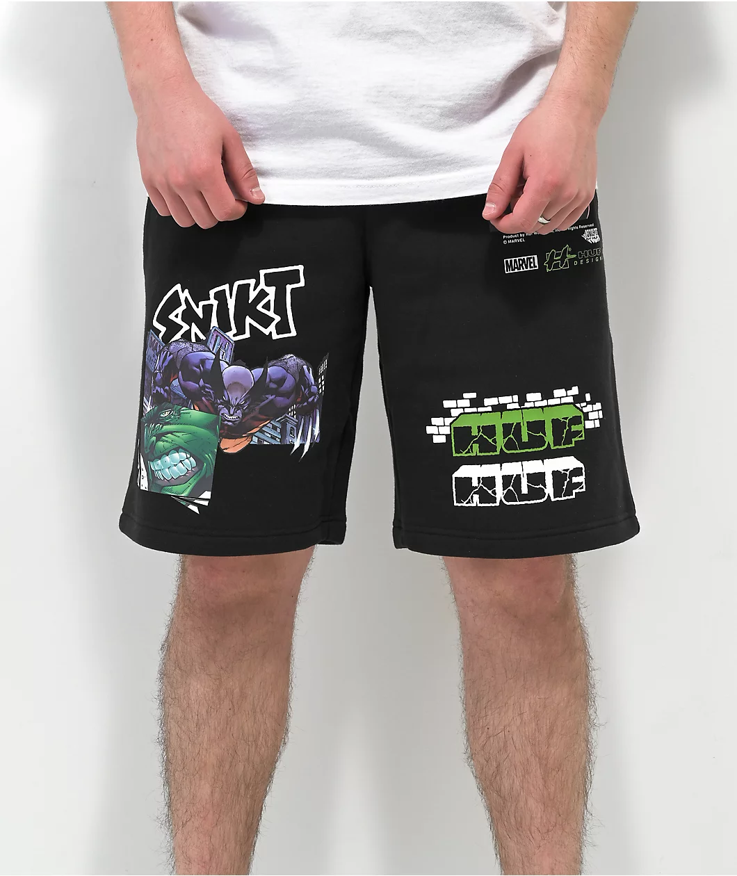 HUF X Marvel Smash Up Black Sweat Shorts - Image 2