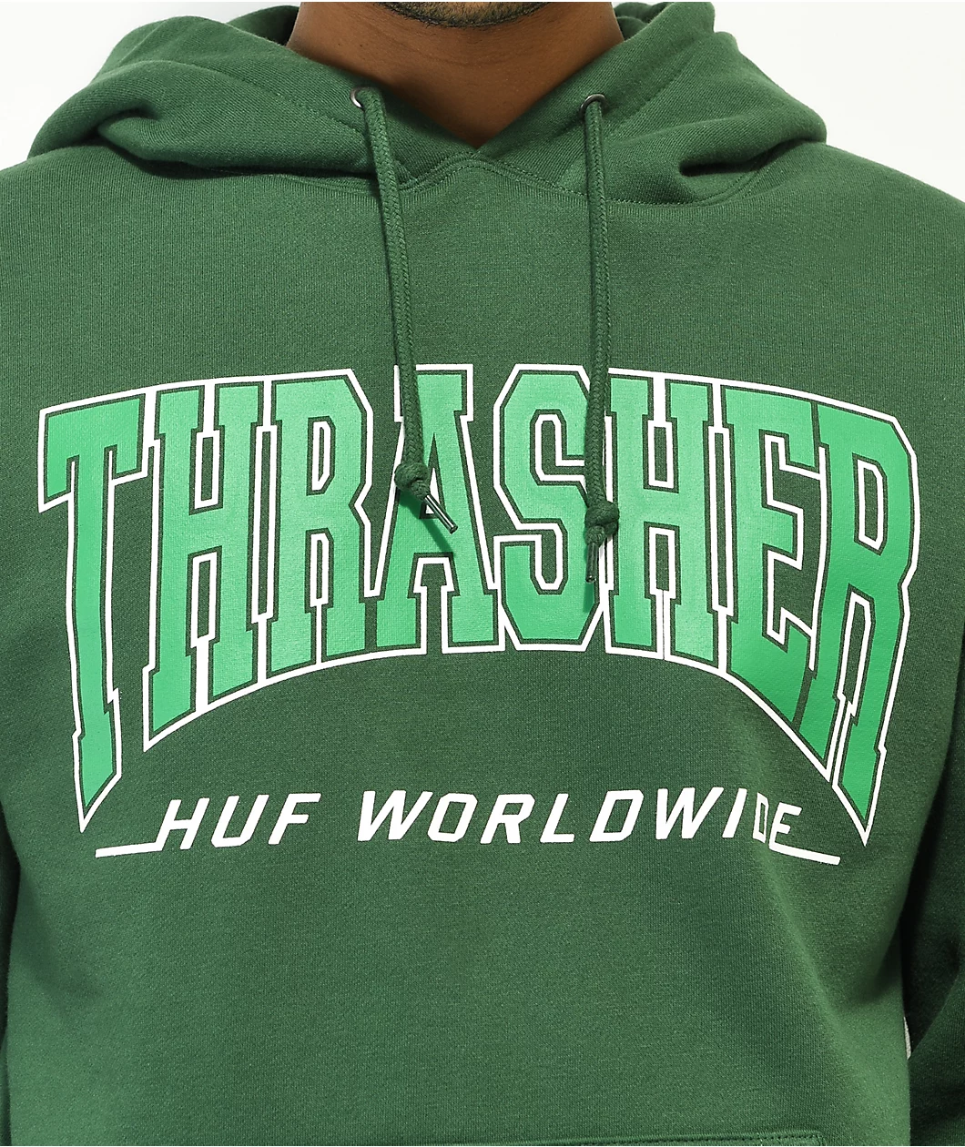 HUF X THRASHER Bayview Forest Green Hoodie - Image 4