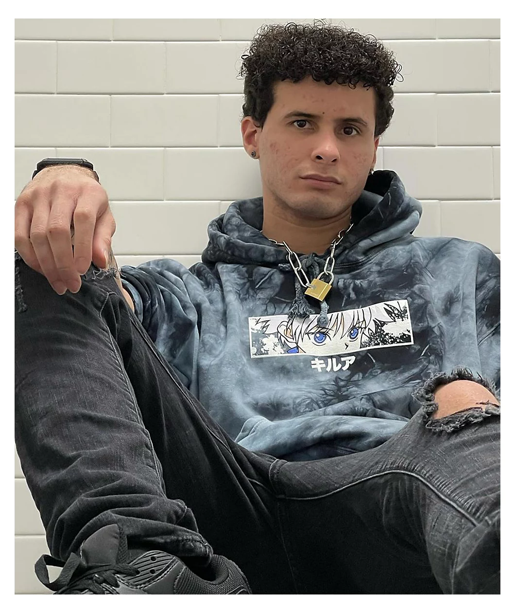 Hypland X Hunter X Hunter Killua Eye Black Tie Dye Hoodie - Image 5