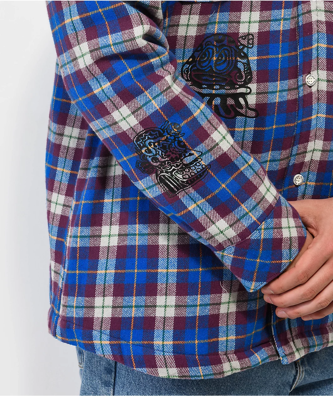 Killer Acid Heads Up Purple Hooded Flannel Shirt - Image 4