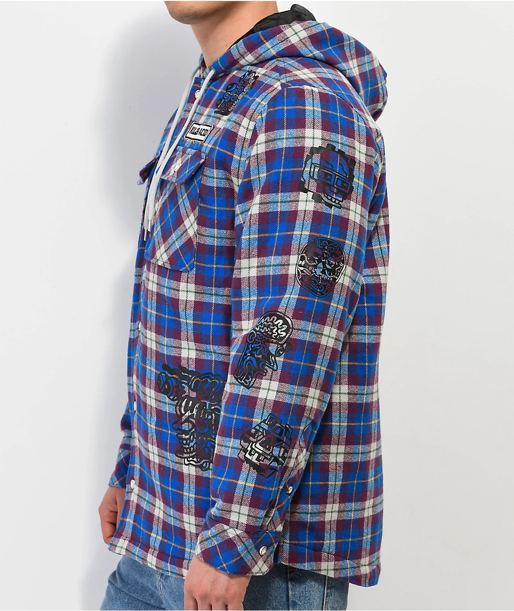 Killer Acid Heads Up Purple Hooded Flannel Shirt - Image 5