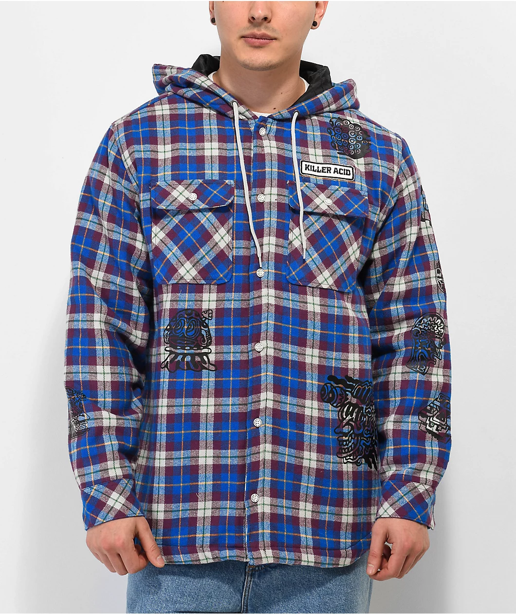 Killer Acid Heads Up Purple Hooded Flannel Shirt - Image 2