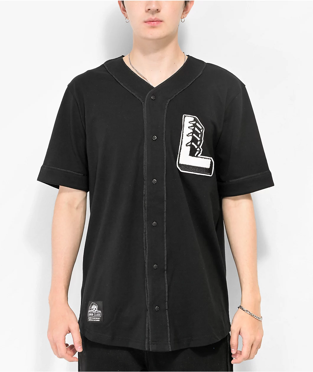 Lurking Class By Sketchy Tank Terror Black Baseball Jersey - Image 2