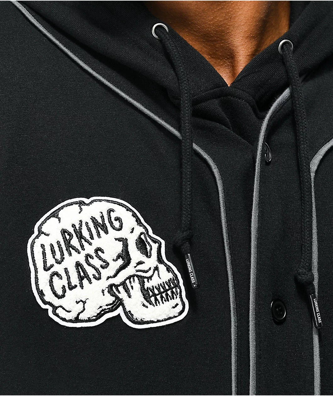 Lurking Class By Sketchy Tank Bat Layered Black Baseball Hoodie - Image 3