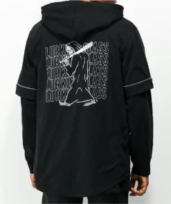 Lurking Class By Sketchy Tank Bat Layered Black Baseball Hoodie