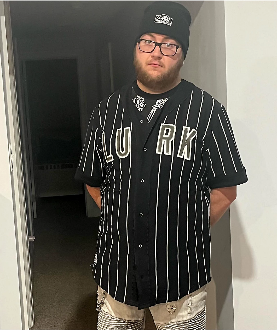 Lurking Class By Sketchy Tank Black & White Pinstripe Baseball Jersey - Image 5