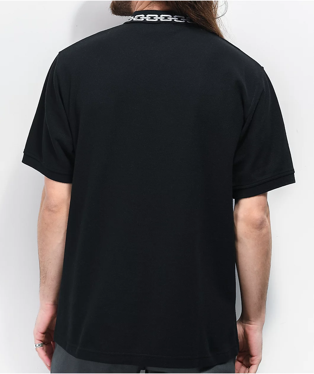 Lurking Class By Sketchy Tank Chains Black Polo Shirt - Image 2