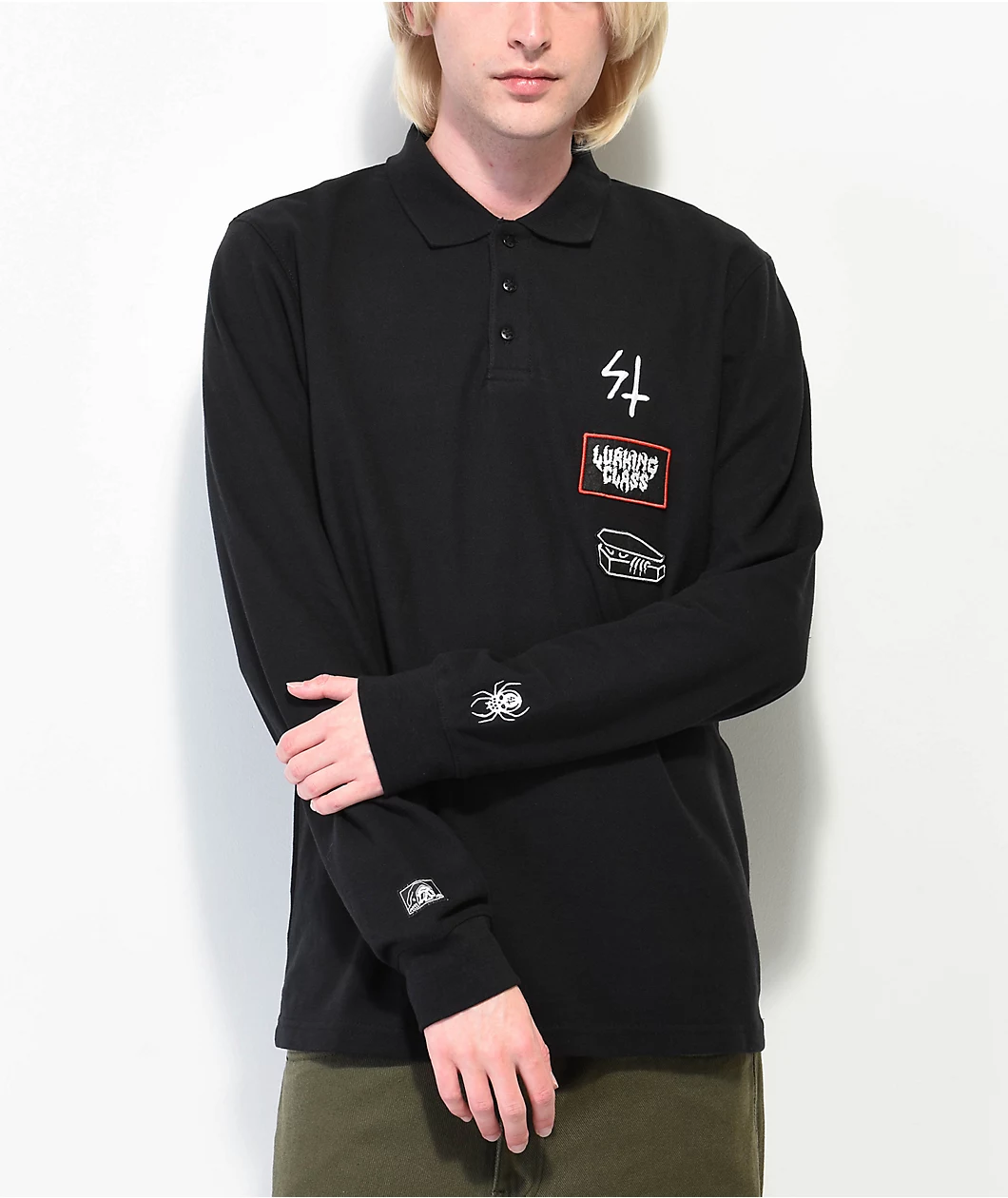 Lurking Class By Sketchy Tank DIY Black Long Sleeve Polo Shirt