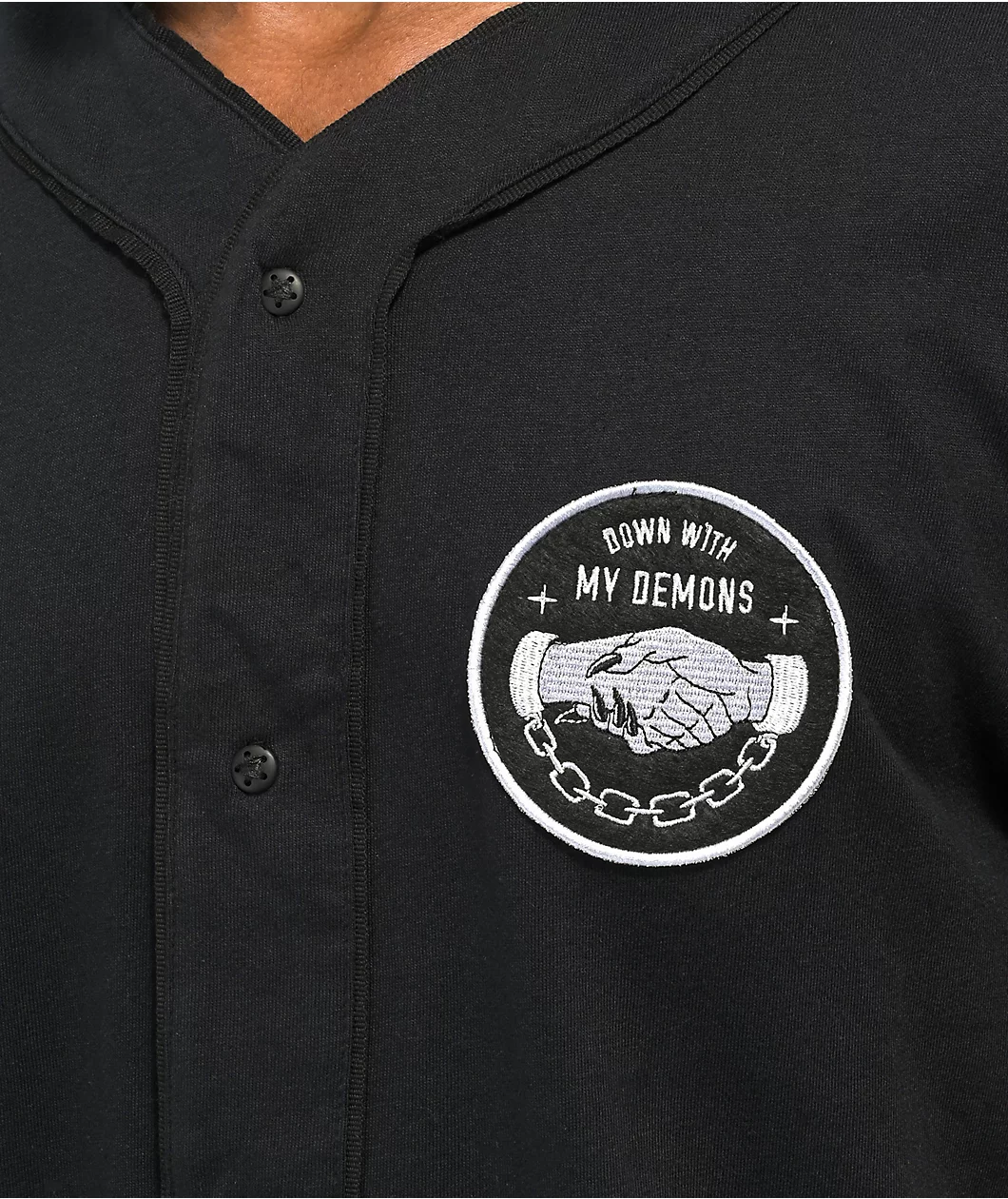 Lurking Class By Sketchy Tank Demons Black Baseball Jersey - Image 3