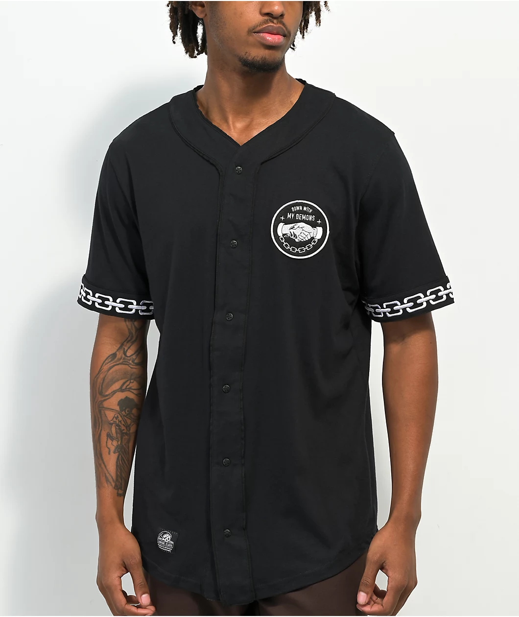 Lurking Class By Sketchy Tank Demons Black Baseball Jersey - Image 2