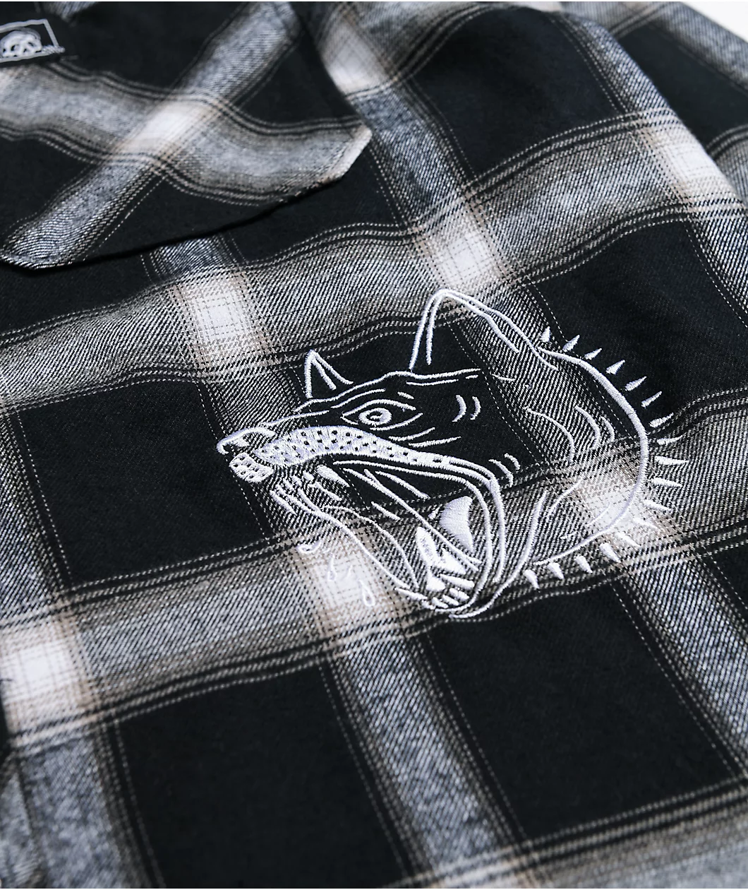 Lurking Class By Sketchy Tank K-9 Black & White Plaid Hooded Flannel Shirt - Image 3
