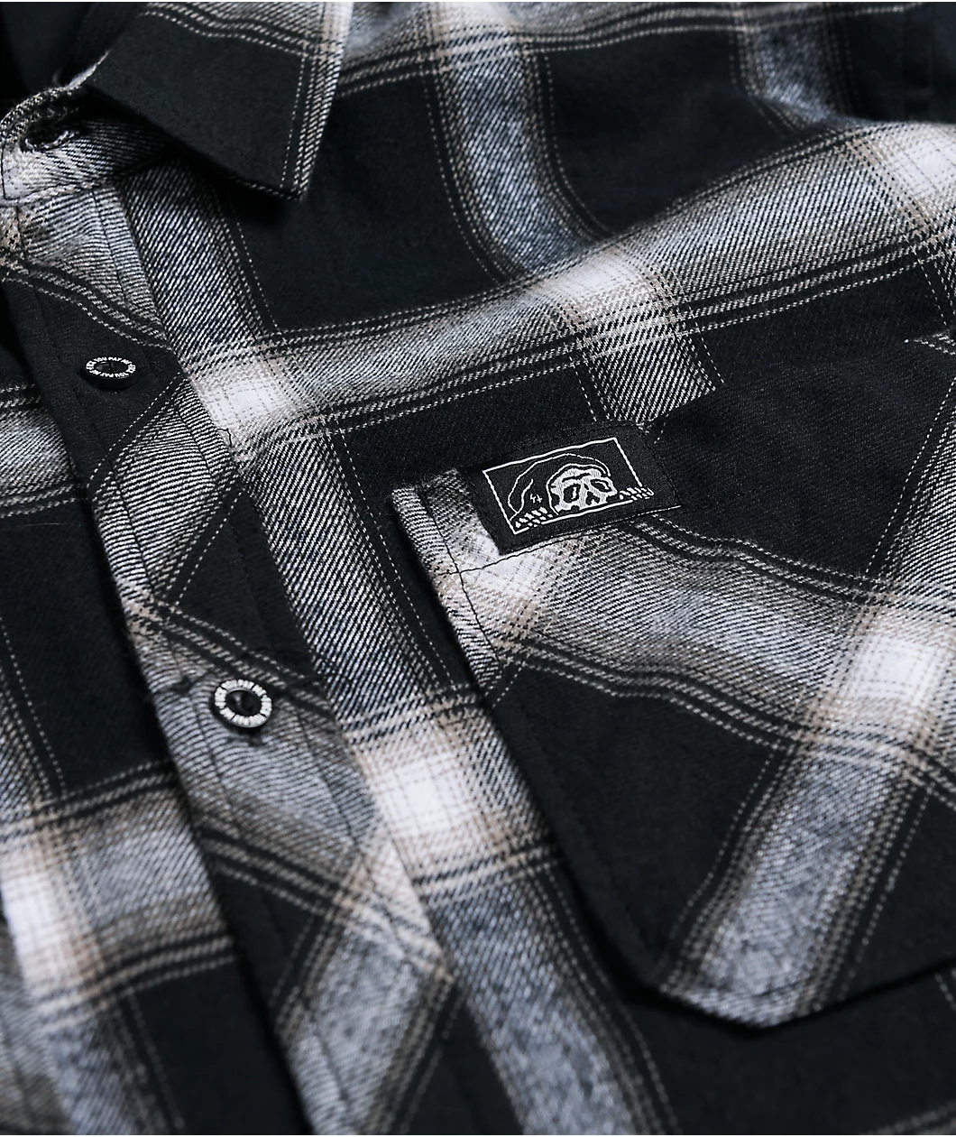 Lurking Class By Sketchy Tank K-9 Black & White Plaid Hooded Flannel Shirt - Image 4