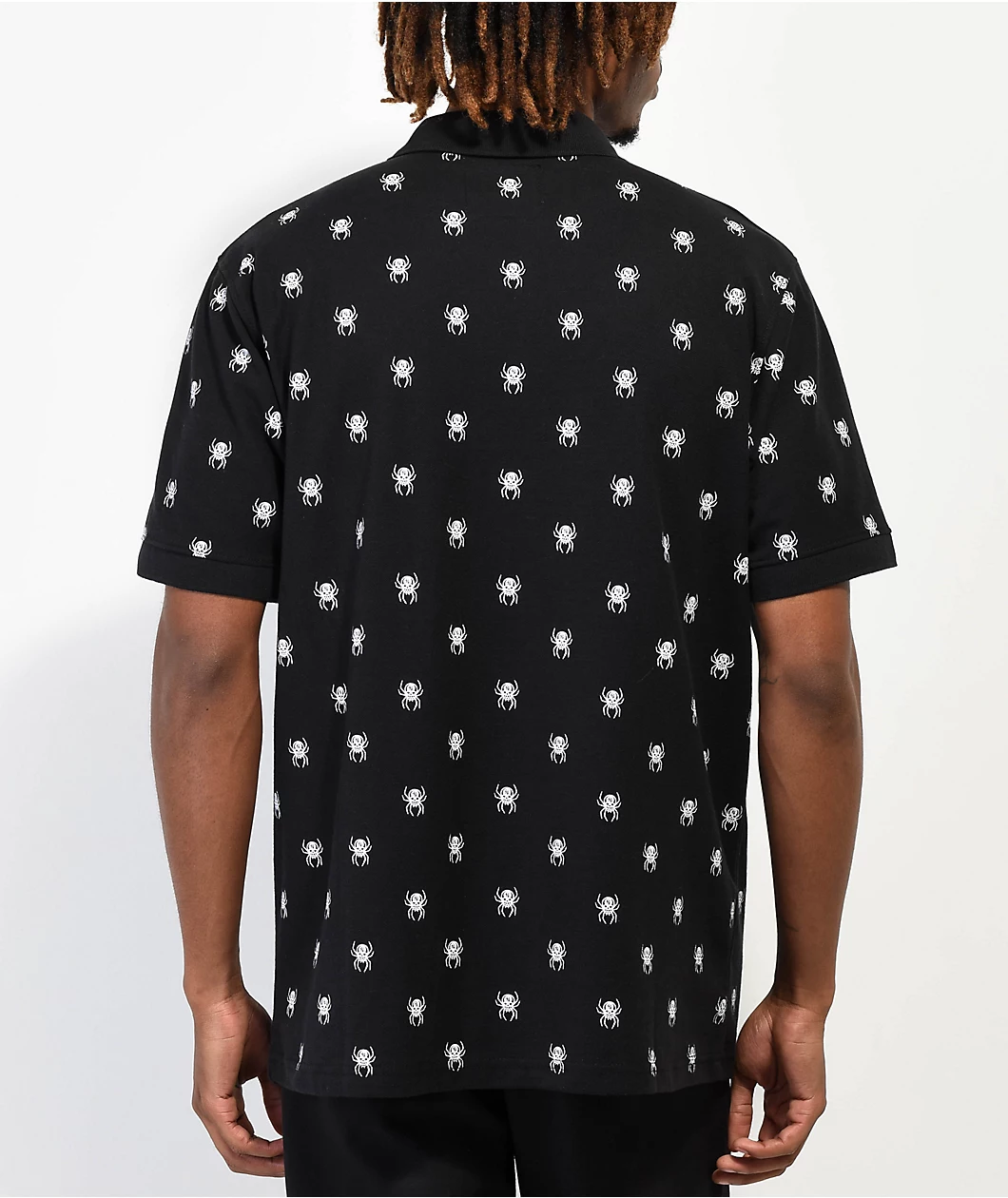 Lurking Class By Sketchy Tank Spider Black Polo Shirt - Image 2