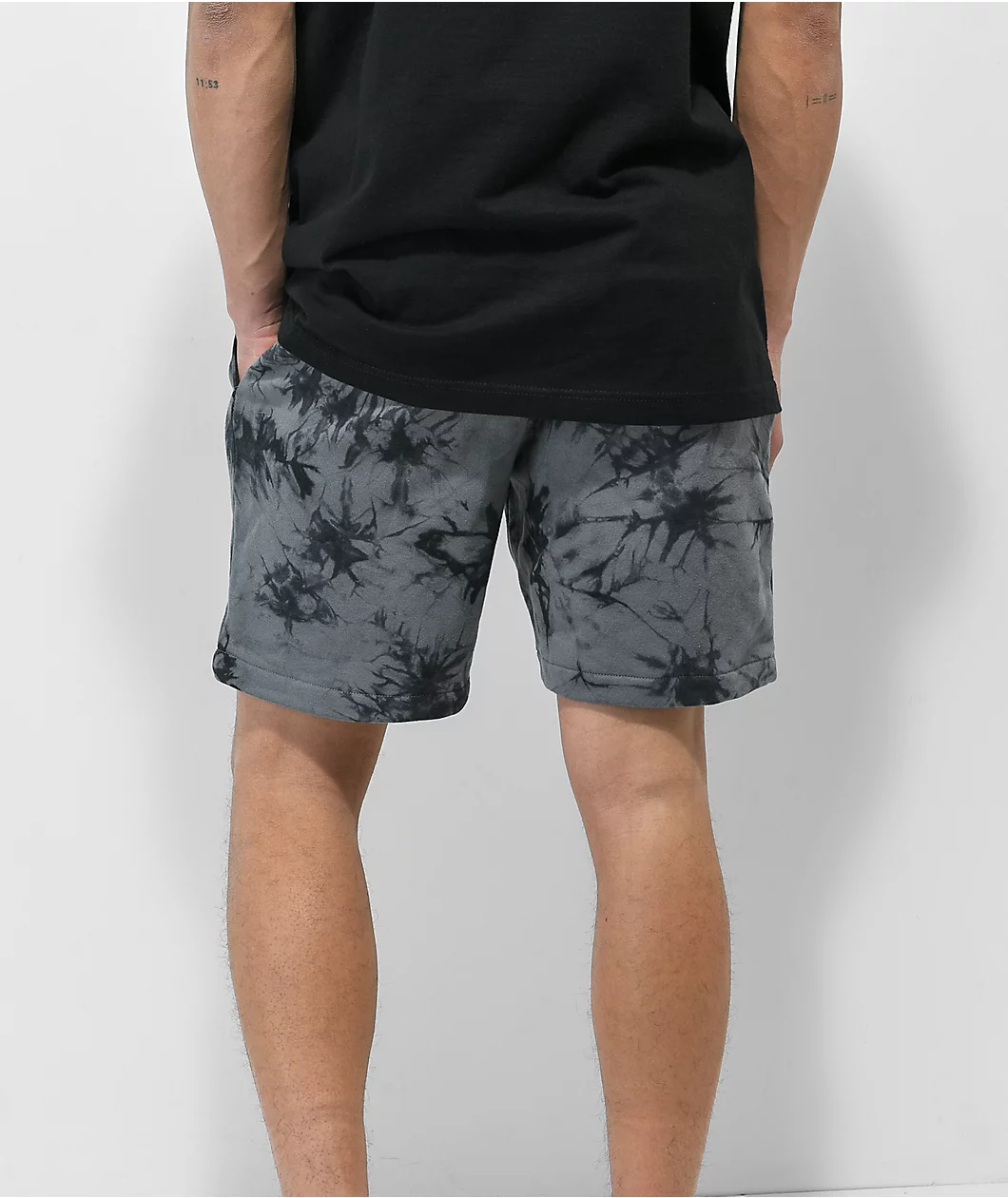 Lurking Class By Sketchy Tank Tomb Black & Grey Tie Dye Sweat Shorts - Image 3