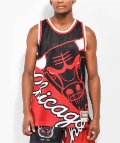 Mitchell & Ness X NBA Chicago Bulls Big Face 5.0 Black & RedBasketball Jersey