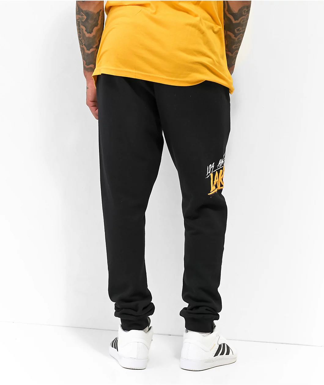 Mitchell & Ness X NBA Lakers Slap Sticker Black Sweatpants - Image 2