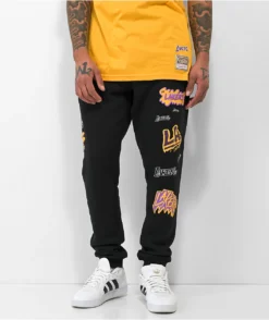 Mitchell & Ness X NBA Lakers Slap Sticker Black Sweatpants